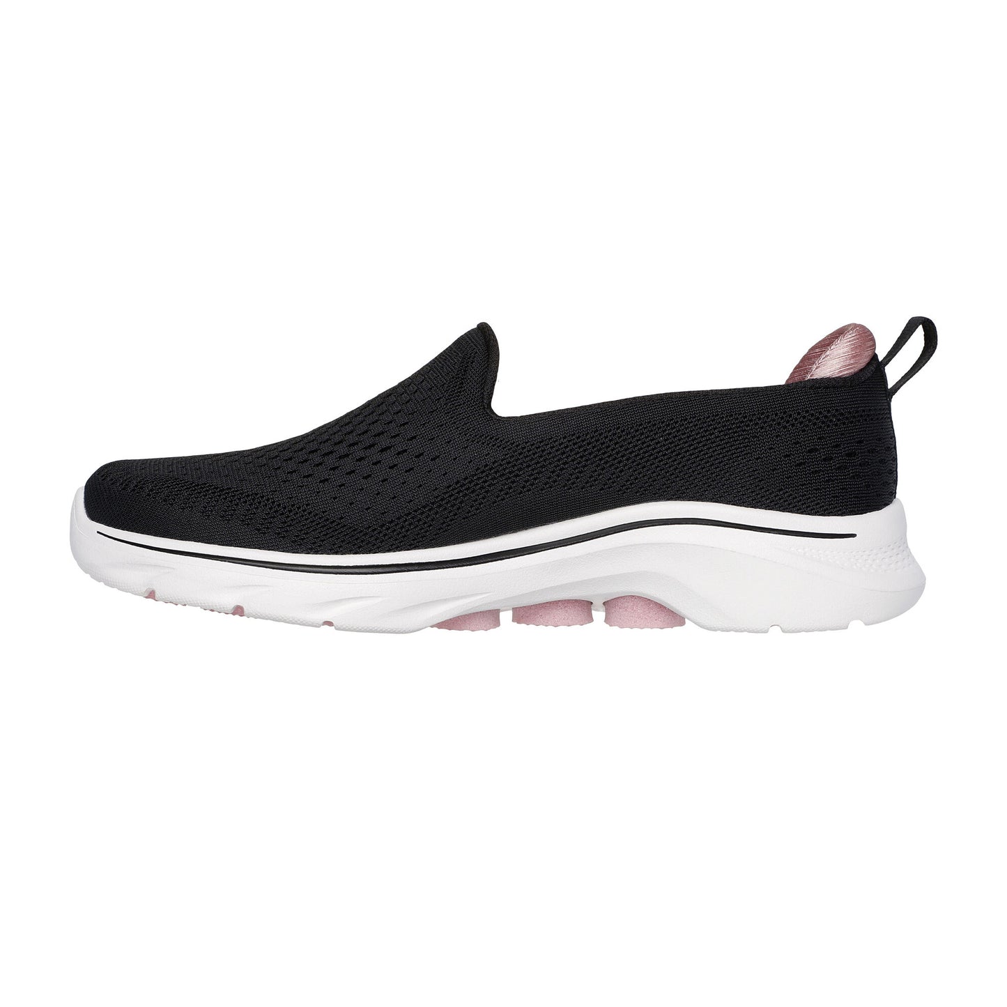 Black-Pink - Back - Skechers Womens-Ladies Go Walk 7 Slip-on Trainers
