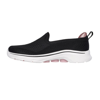 Black-Pink - Back - Skechers Womens-Ladies Go Walk 7 Slip-on Trainers