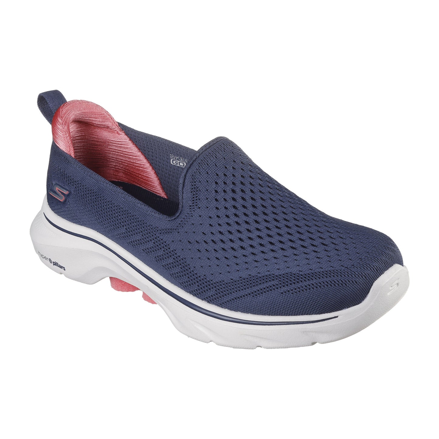 Navy-Coral - Front - Skechers Womens-Ladies Go Walk 7 Slip-on Trainers