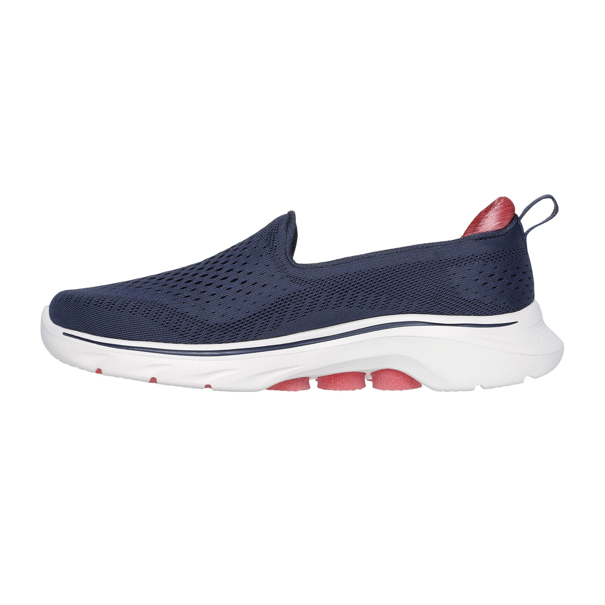 Navy-Coral - Back - Skechers Womens-Ladies Go Walk 7 Slip-on Trainers