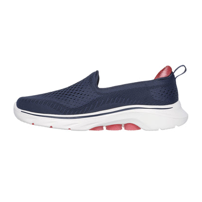 Navy-Coral - Back - Skechers Womens-Ladies Go Walk 7 Slip-on Trainers