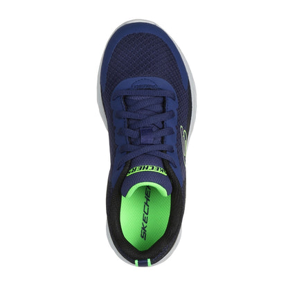 Navy-Black-Lime - Back - Skechers Boys Microspec II Vovrix Trainers