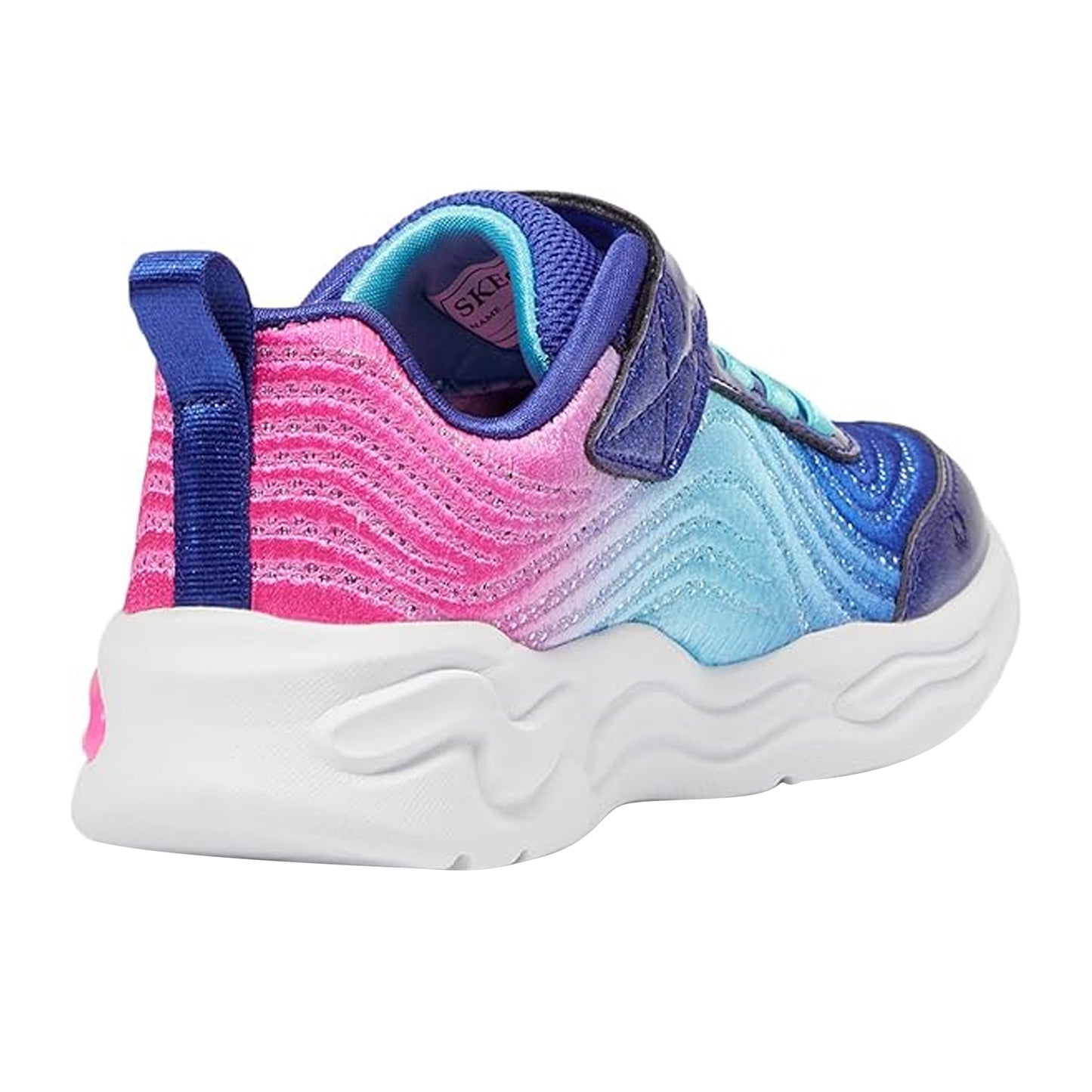 Navy-Mint - Back - Skechers Childrens-Kids Wavy Beams Light Up Trainers