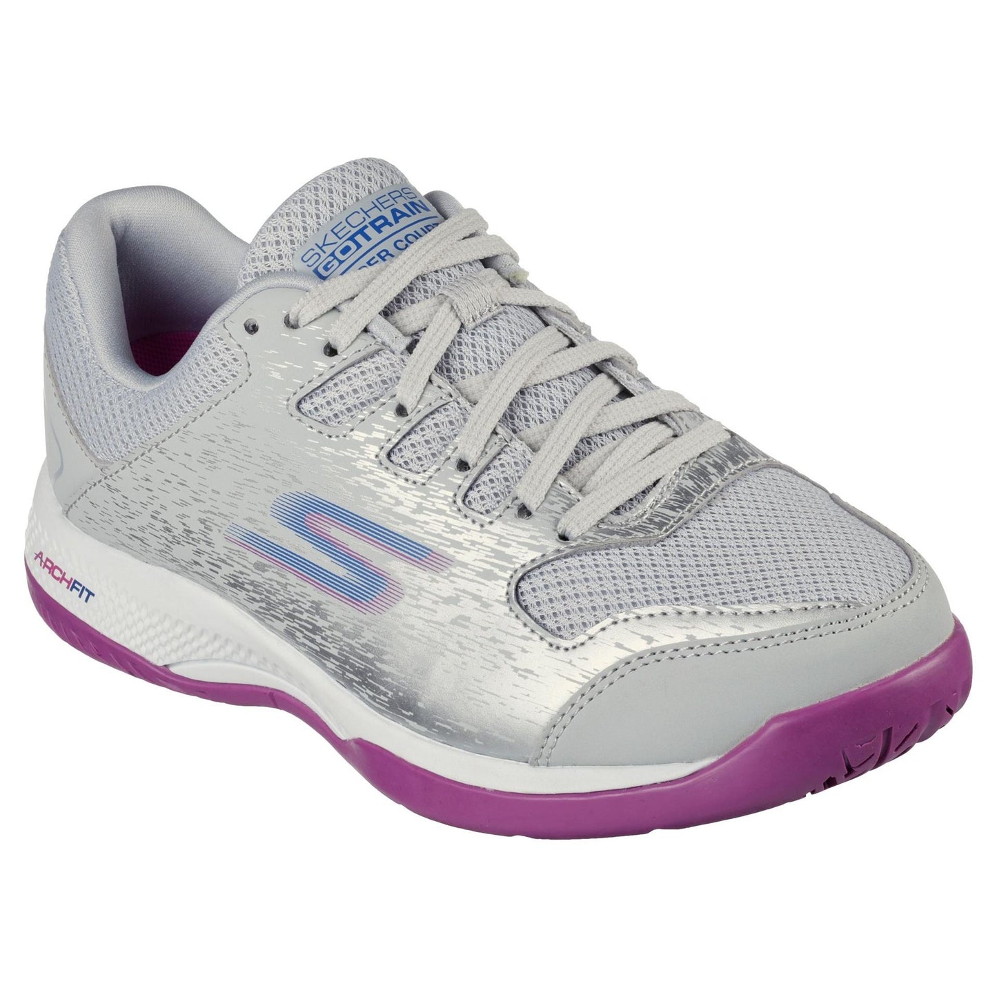Grey-Purple - Front - Skechers Womens-Ladies Viper Pickleball Court Trainers