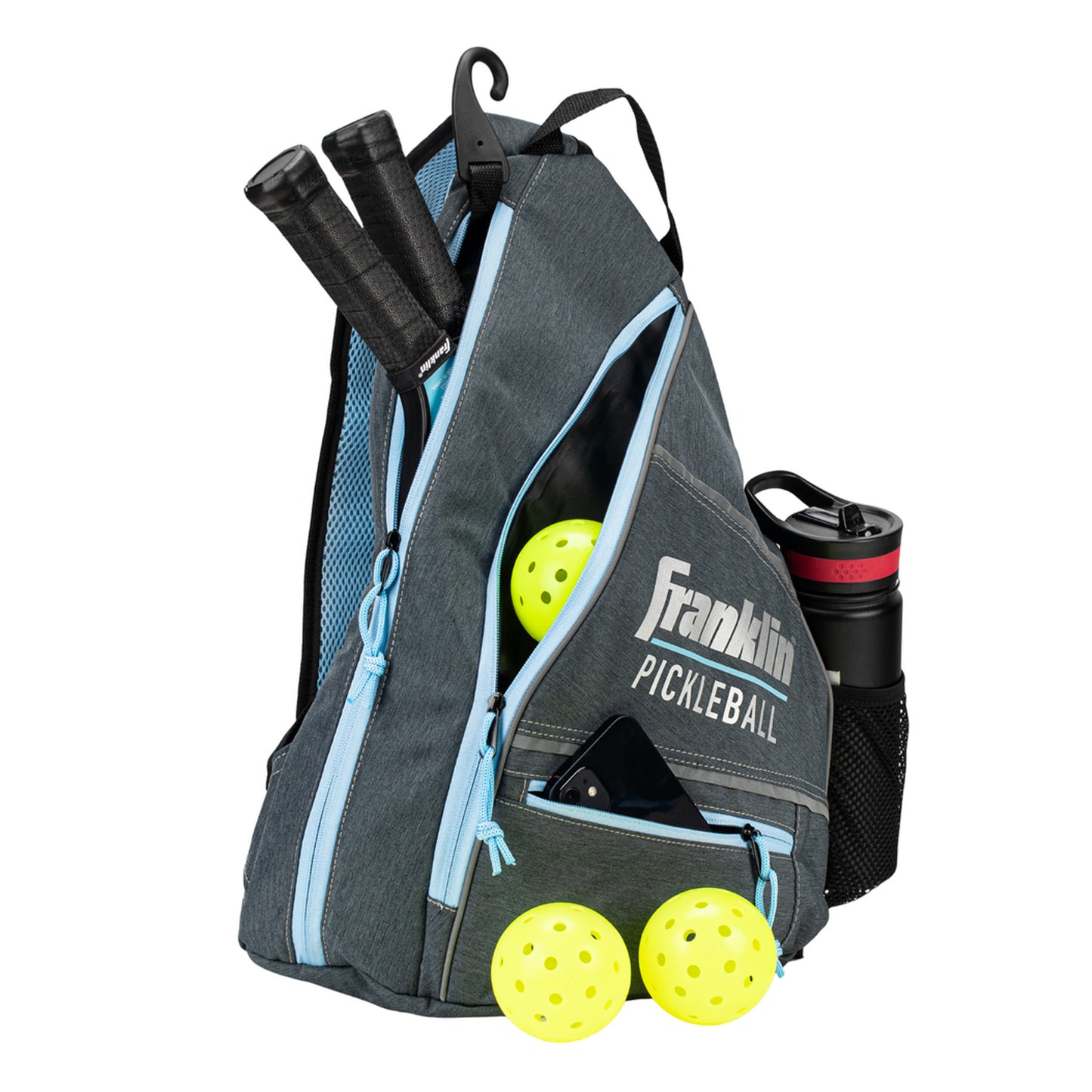 Grey-Blue - Front - Franklin Logo Pickleball Sling backpack