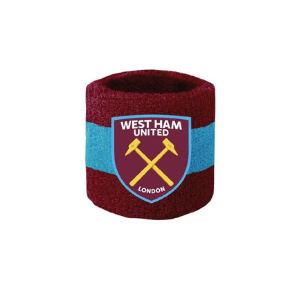 Maroon-Blue-Yellow - Back - West Ham United FC Cotton Elasticated Wristband (Pack of 2)