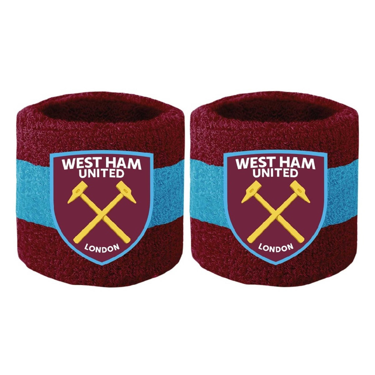 Maroon-Blue-Yellow - Front - West Ham United FC Cotton Elasticated Wristband (Pack of 2)