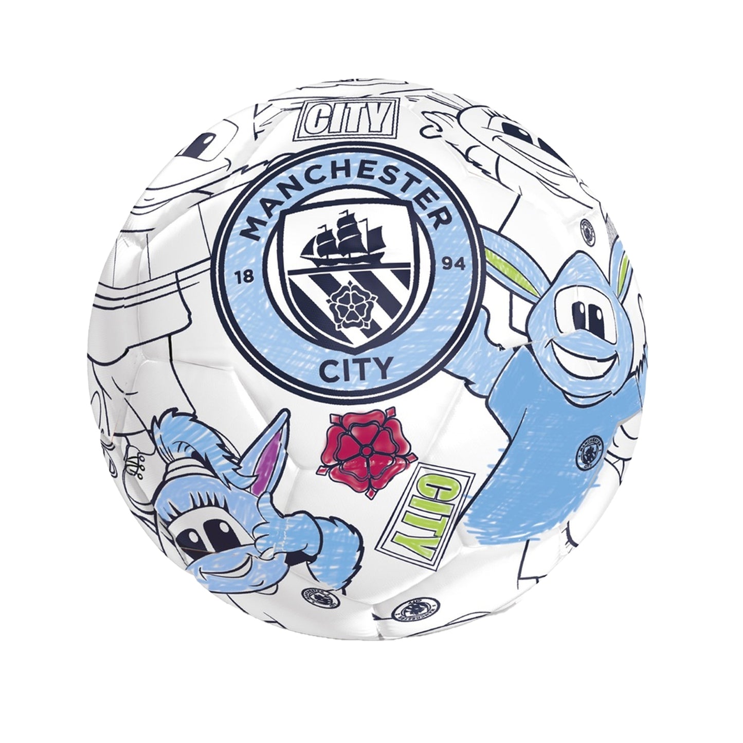White-Blue - Front - Manchester City FC Colour In Mini Football