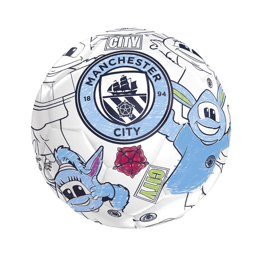 White-Blue - Front - Manchester City FC Colour In Mini Football