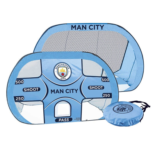 Sky Blue-White - Front - Manchester City FC 2 in 1 Pop Up Football Goal