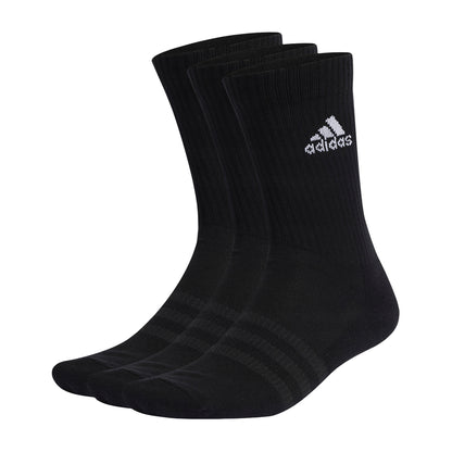 Black - Front - Adidas Unisex Adult Crew Socks (Pack of 3)