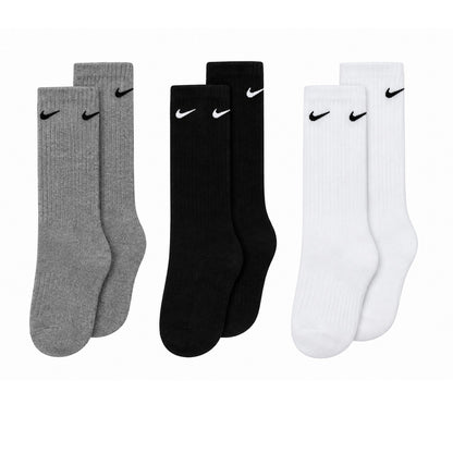 Multicoloured - Front - Nike Unisex Adult Everyday Dri-FIT Crew Socks (Pack of 3)