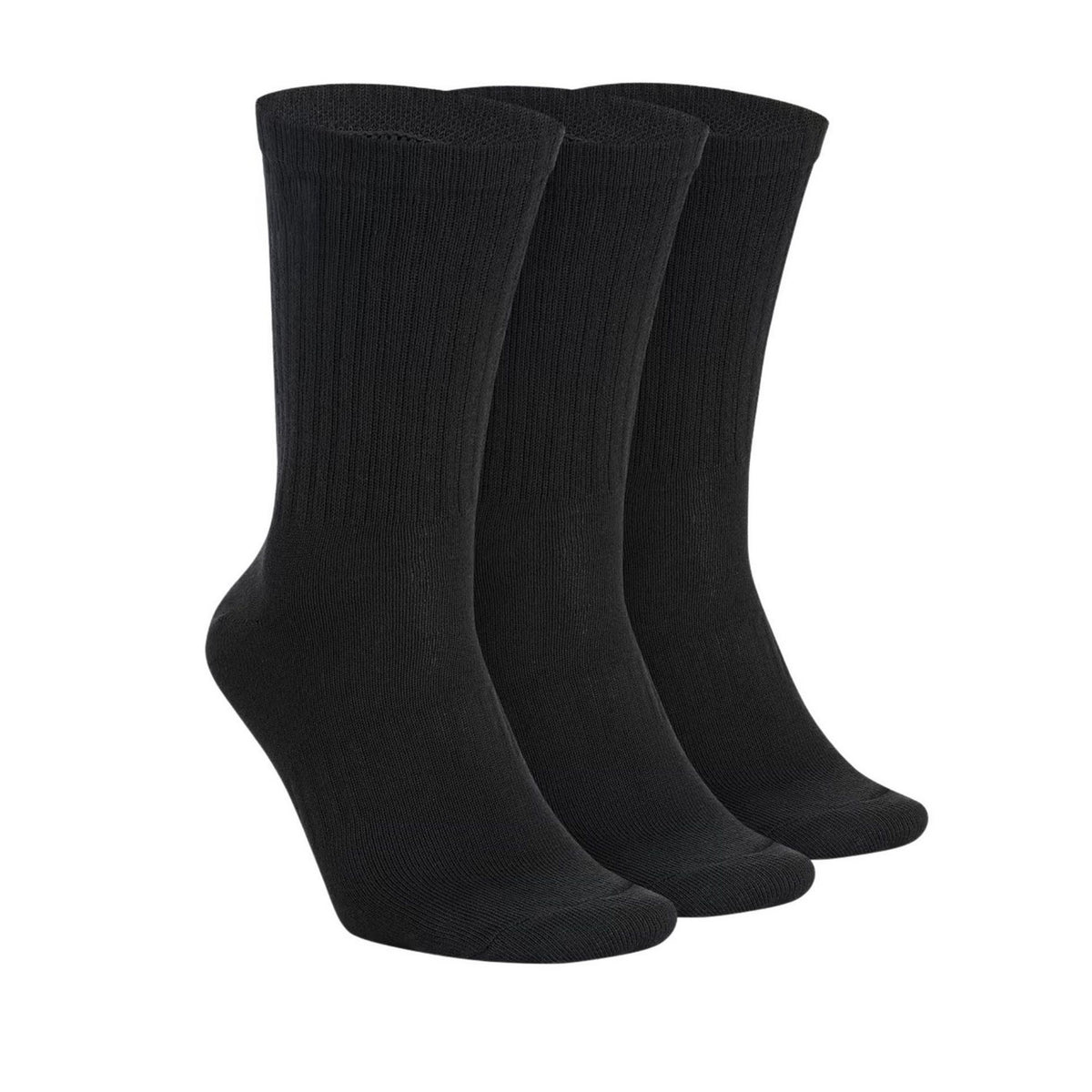 Black - Back - Nike Unisex Adult Everyday Dri-FIT Crew Socks (Pack of 3)