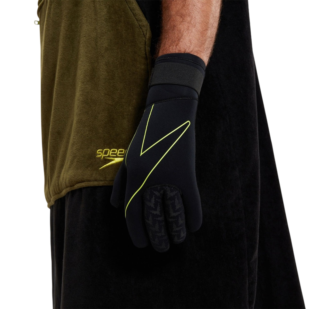 Black-Fluorescent Yellow - Front - Speedo Unisex Adult Open Water Swimming Gloves
