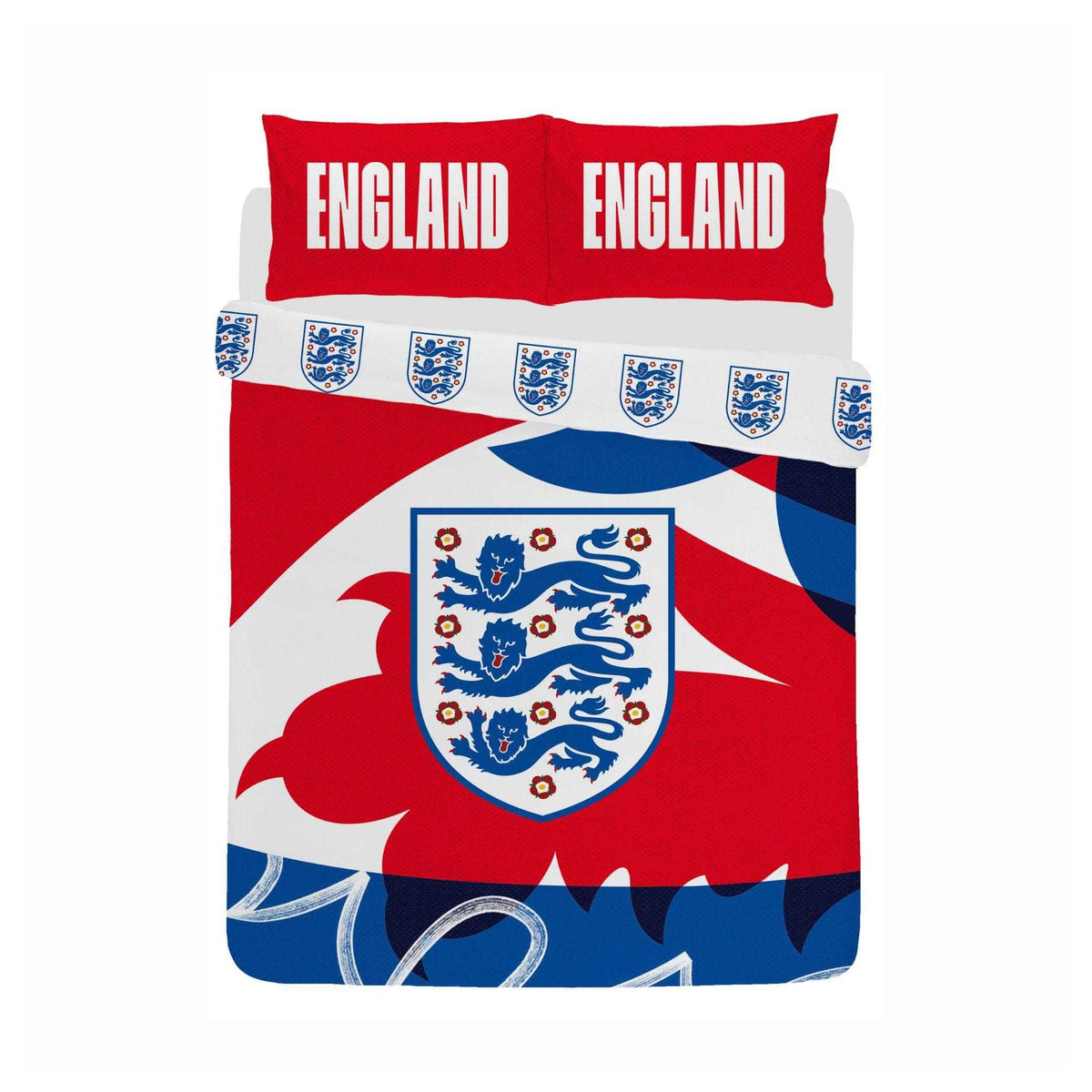 Red-White-Blue - Back - England FA Football Duvet Cover Set
