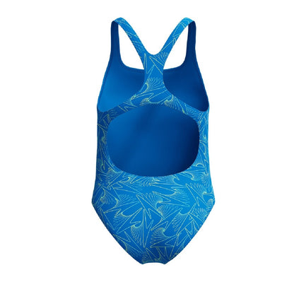 Lagoon Blue - Back - Speedo Girls Hyperboom Medalist All-Over Print One Piece Swimsuit