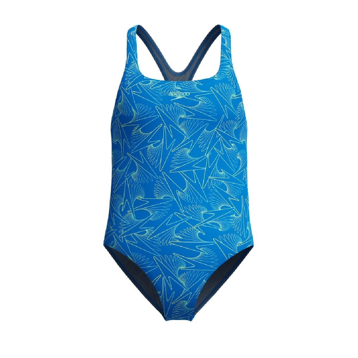 Lagoon Blue - Front - Speedo Girls Hyperboom Medalist All-Over Print One Piece Swimsuit