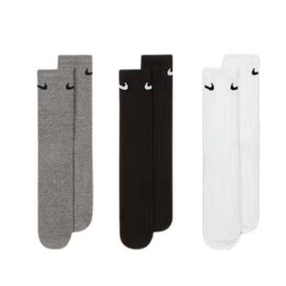 Black-White-Grey - Front - Nike Childrens-Kids Lightweight Crew Socks (Pack of 3)