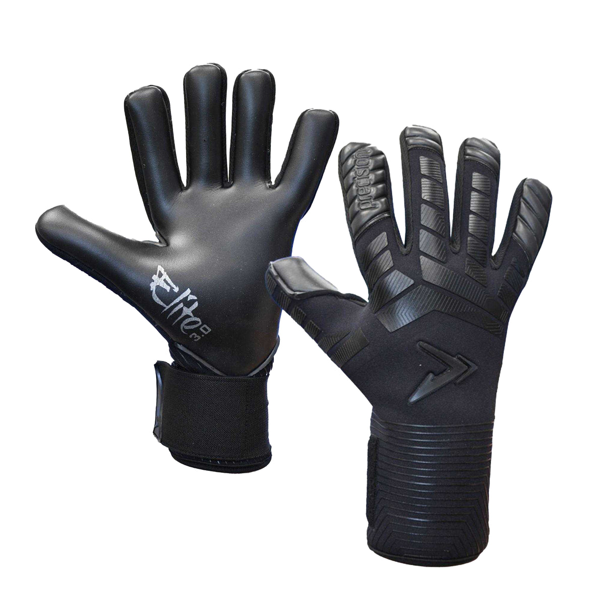Black-Blackout - Front - Precision Unisex Adult Elite 3.0 Blackout Goalkeeper Gloves