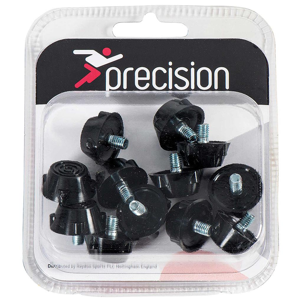 Black - Front - Precision Ultra Flat Rubber Football Studs (Pack Of 12)