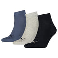 Navy-Black-Light Grey - Front - Puma Unisex Adult Quarter Training Ankle Socks (Pack of 3)