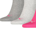 Pink-Grey-Charcoal Grey - Back - Puma Unisex Adult Quarter Training Ankle Socks (Pack of 3)