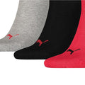 Black-Red-Grey - Back - Puma Unisex Adult Quarter Training Ankle Socks (Pack of 3)