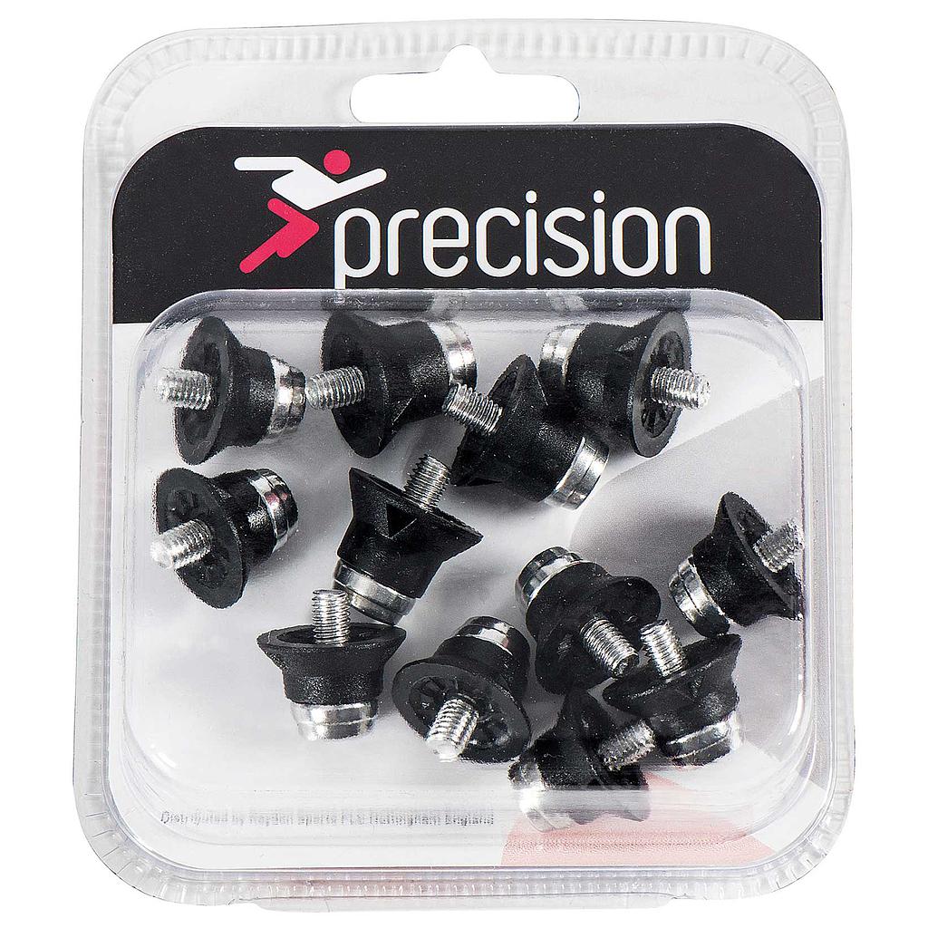 Black-Silver - Front - Precision Super Pro Football Studs (Pack Of 12)