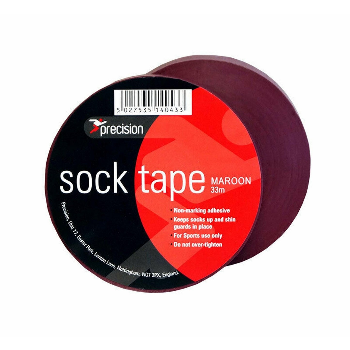 Maroon - Front - Precision 19mm Sock Tape (Pack Of 10)