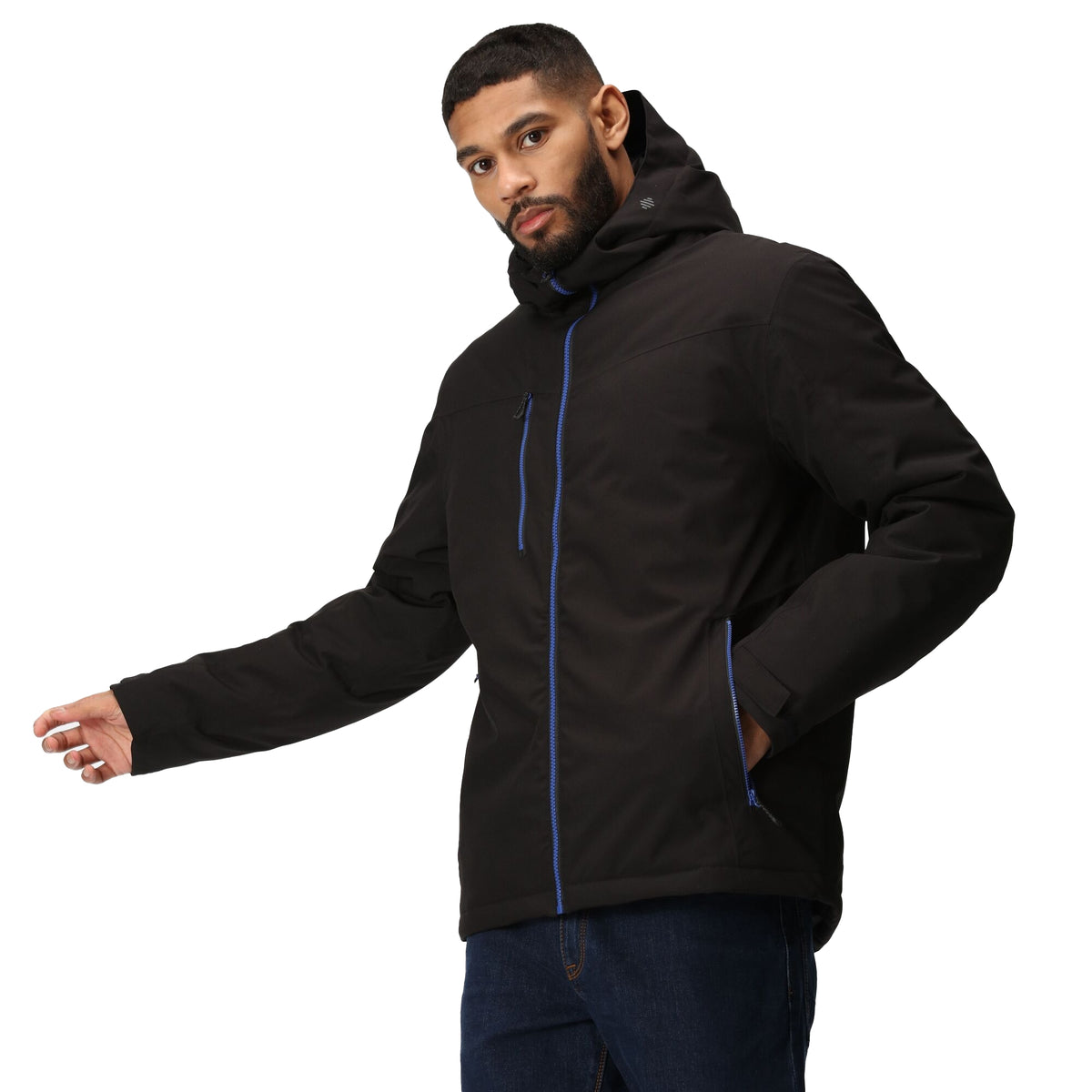 Black-New Royal - Side - Regatta Professional Mens Insulated Waterproof Jacket