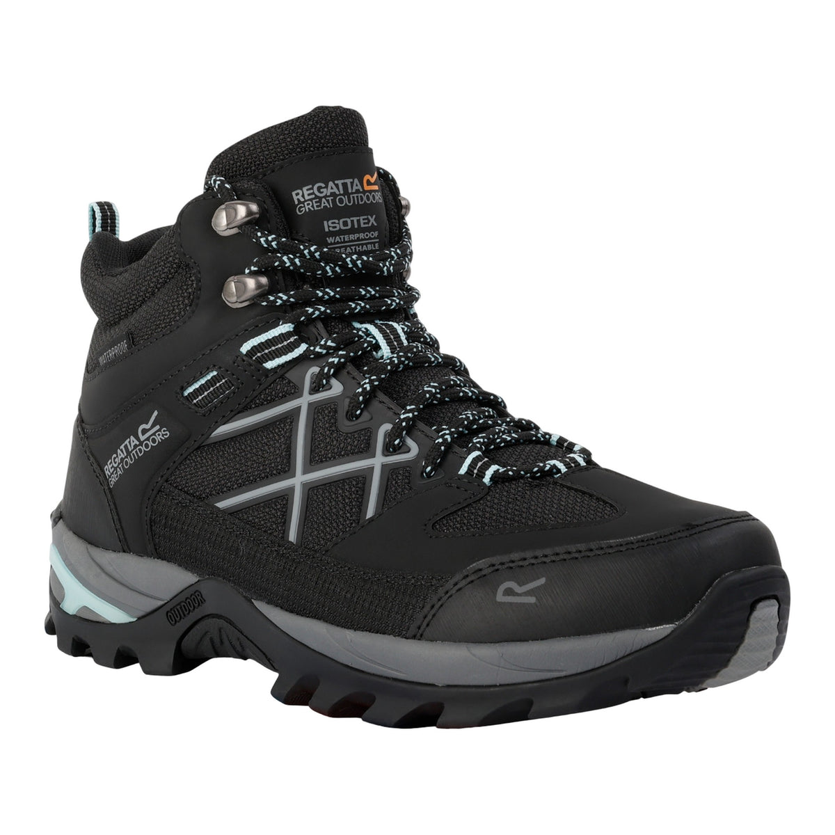 Black-Bleached Aqua - Front - Regatta Womens-Ladies Samaris III Walking Boots