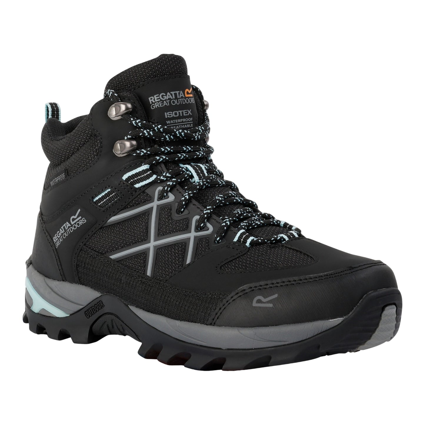 Black-Bleached Aqua - Front - Regatta Womens-Ladies Samaris III Walking Boots