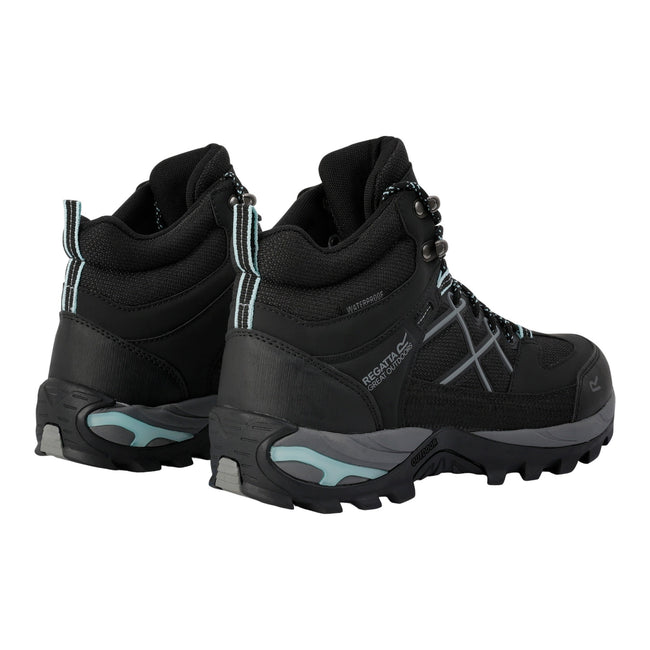 Black-Bleached Aqua - Back - Regatta Womens-Ladies Samaris III Walking Boots