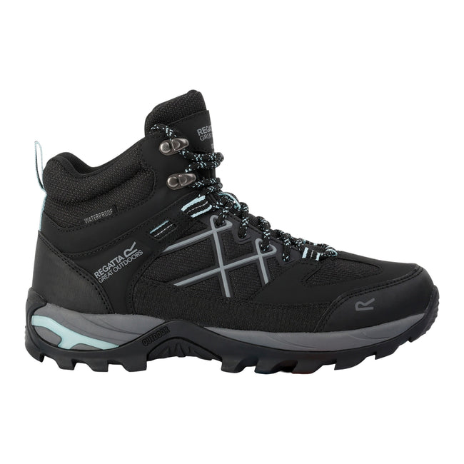Black-Bleached Aqua - Side - Regatta Womens-Ladies Samaris III Walking Boots