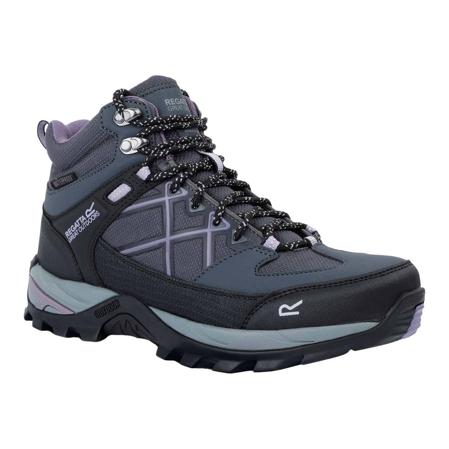 Seal Grey-Purple Sage - Front - Regatta Womens-Ladies Samaris III Walking Boots