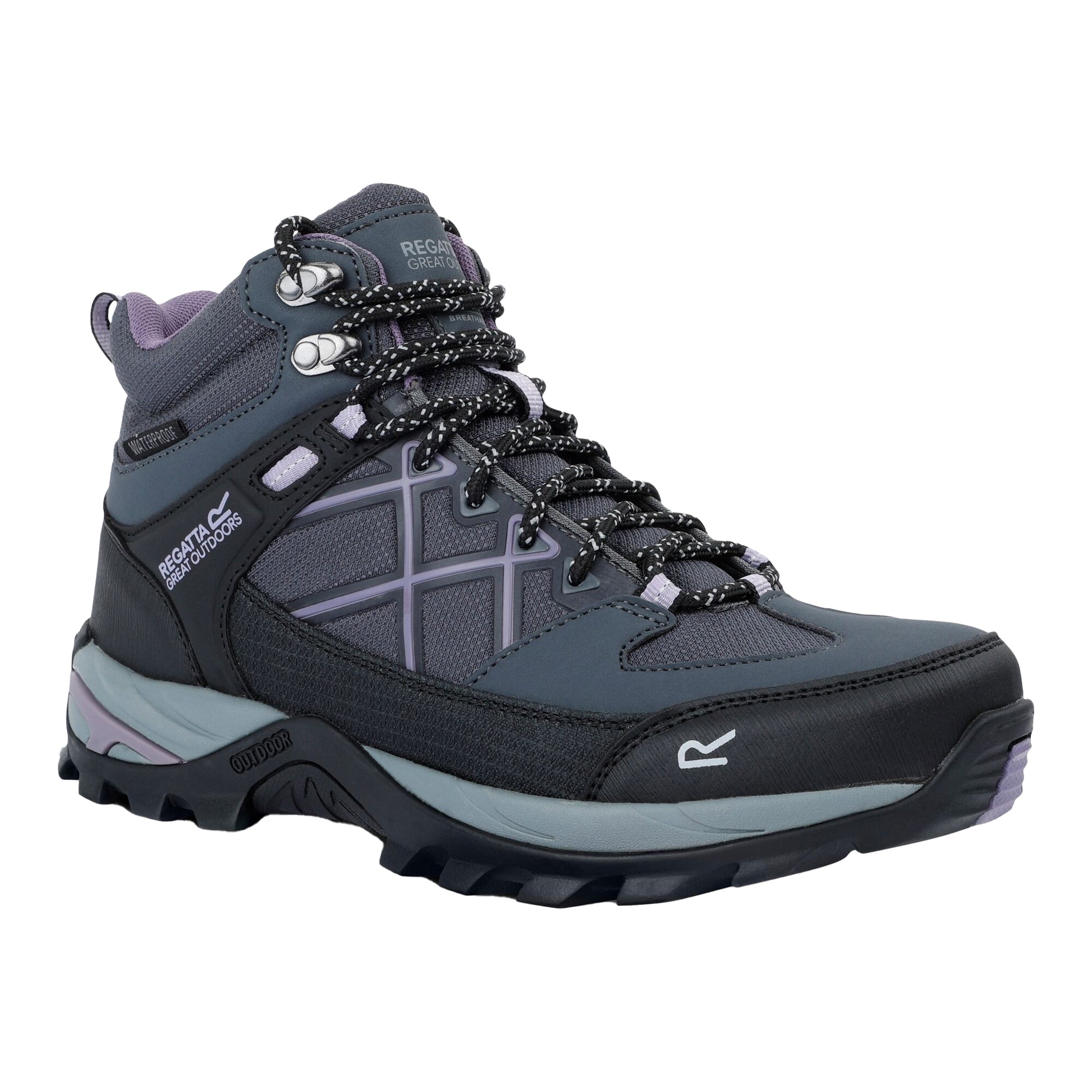 Seal Grey-Purple Sage - Front - Regatta Womens-Ladies Samaris III Walking Boots