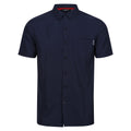 Navy-Moonlight Denim - Front - Regatta Mens Mindano VIII Patterned Short-Sleeved Shirt