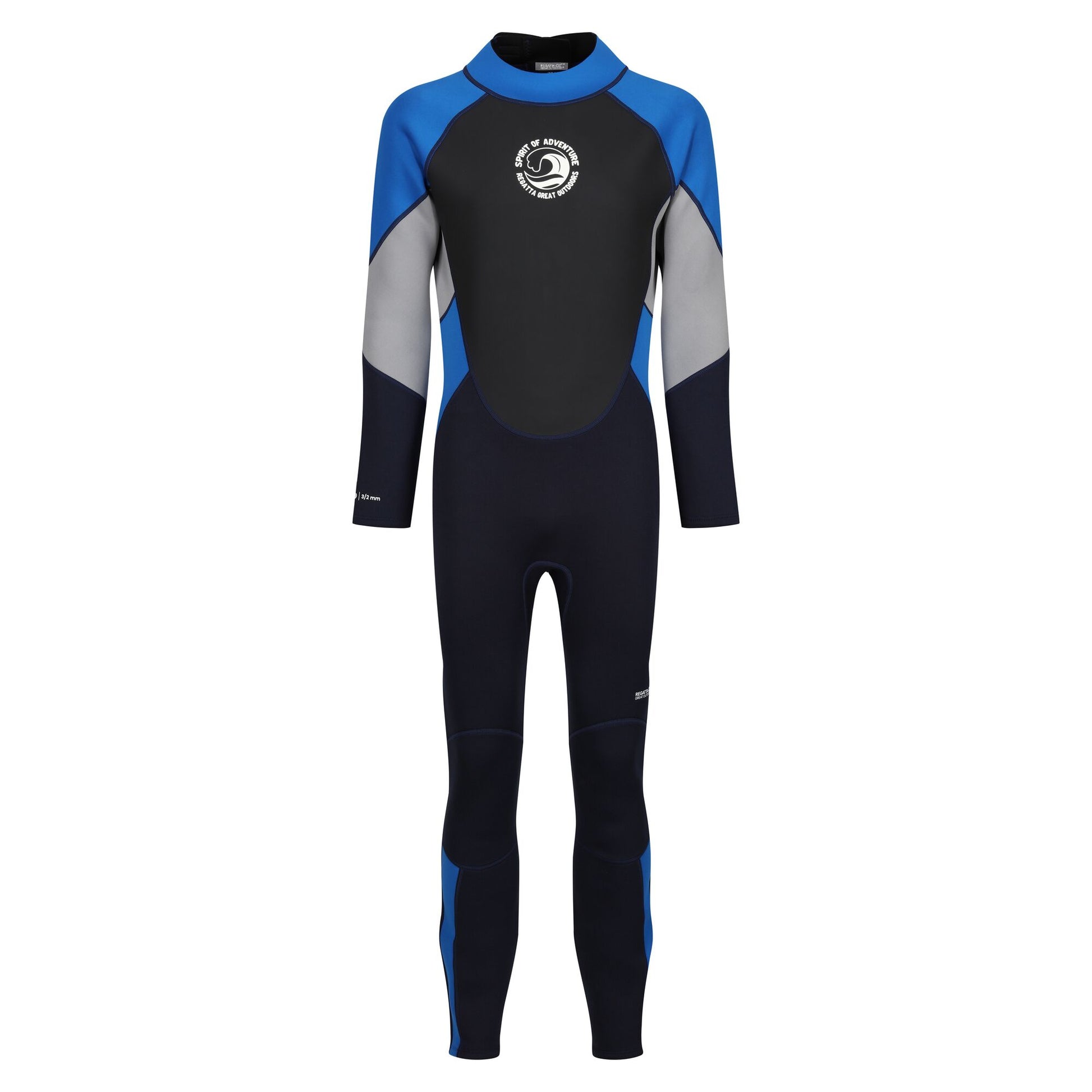 Navy-Oxford Blue-Silver Grey - Front - Regatta Mens 3mm Thickness Full Wetsuit