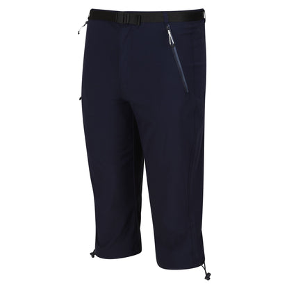 Navy - Side - Regatta Mens Xert Stretch III Stretch Active Capri Shorts
