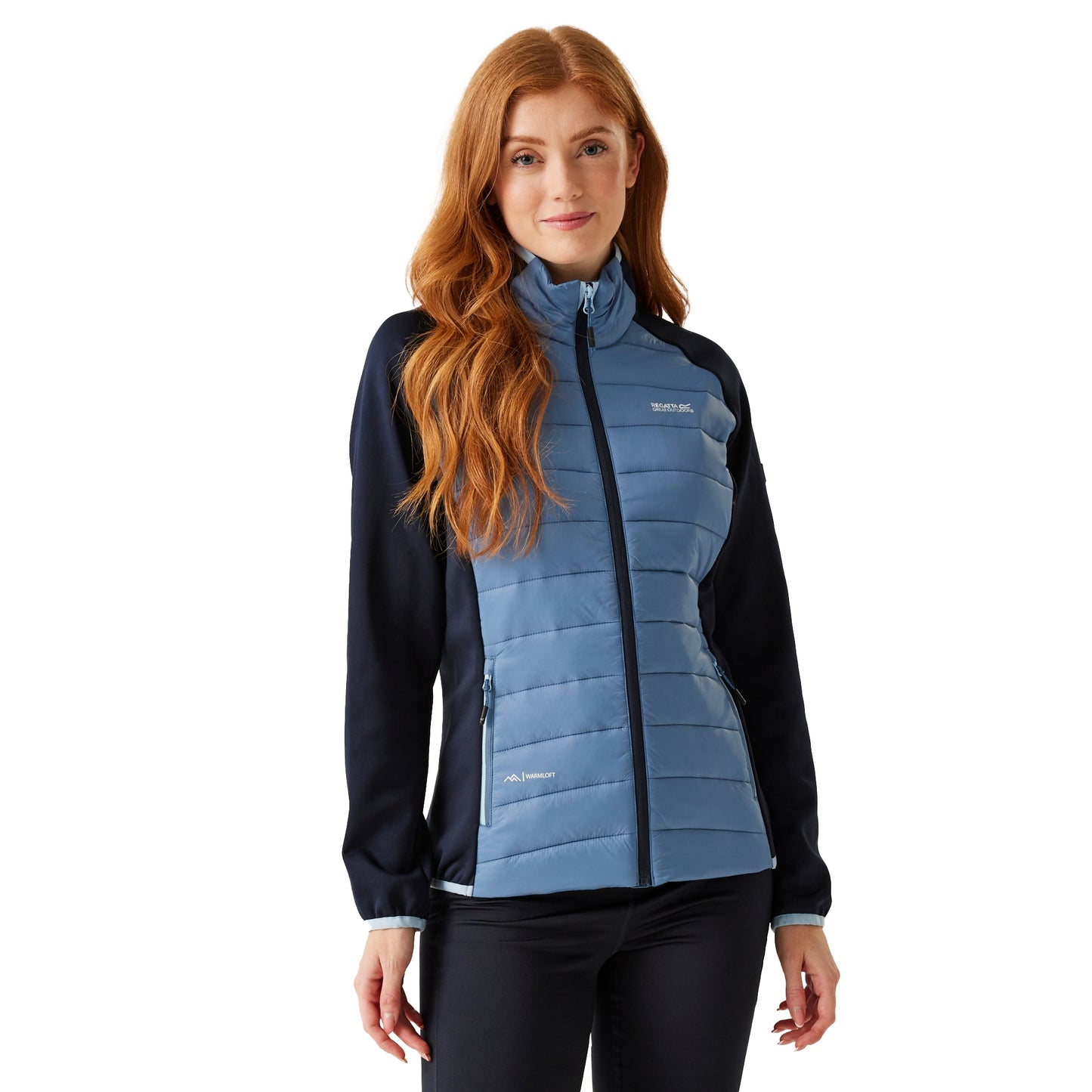 Coronet Blue-White - Close up - Regatta Womens-Ladies Clumber V Hybrid Jacket