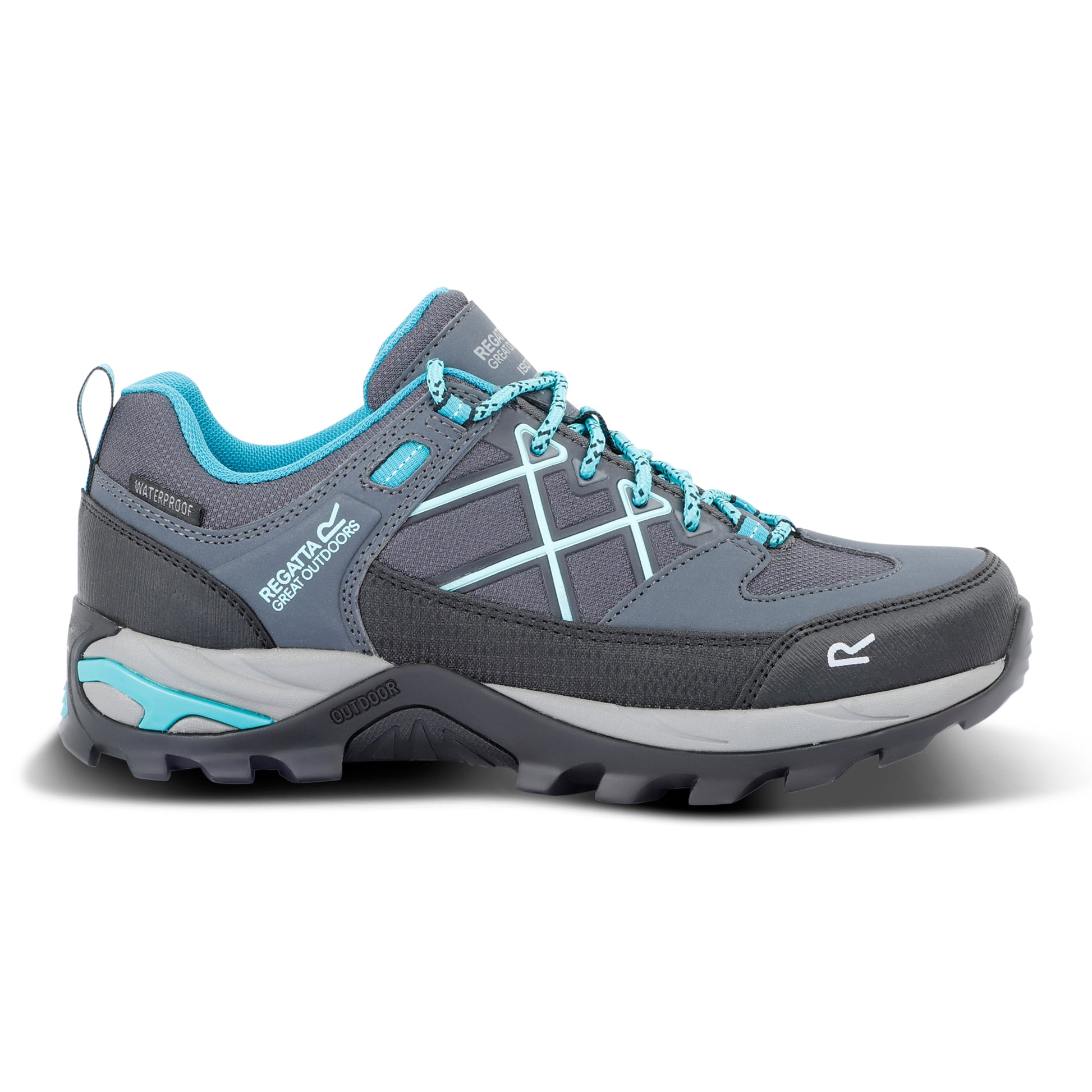 Steel Grey-Turquoise - Side - Regatta Womens-Ladies Samaris III Low Walking Shoes