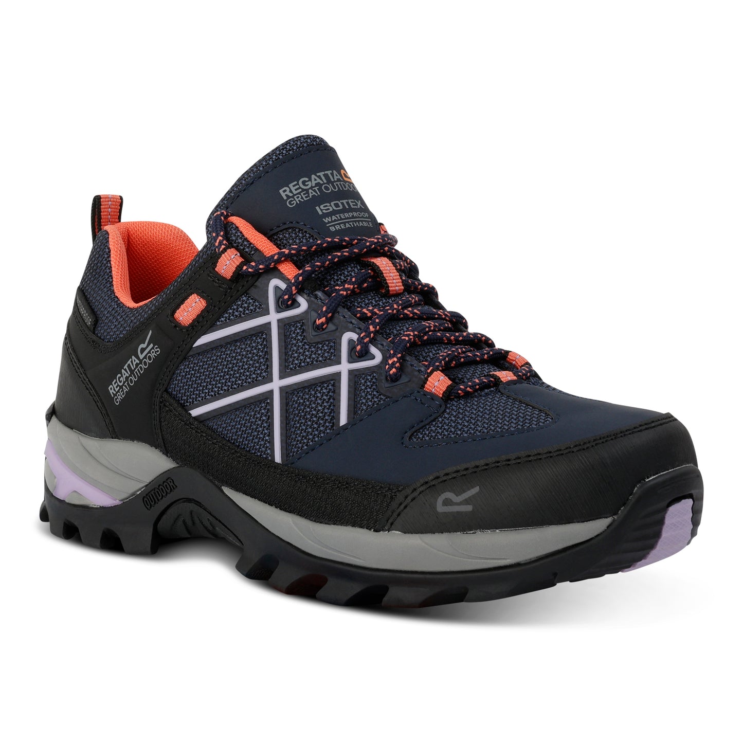 Navy-Lilac - Front - Regatta Womens-Ladies Samaris III Low Walking Shoes