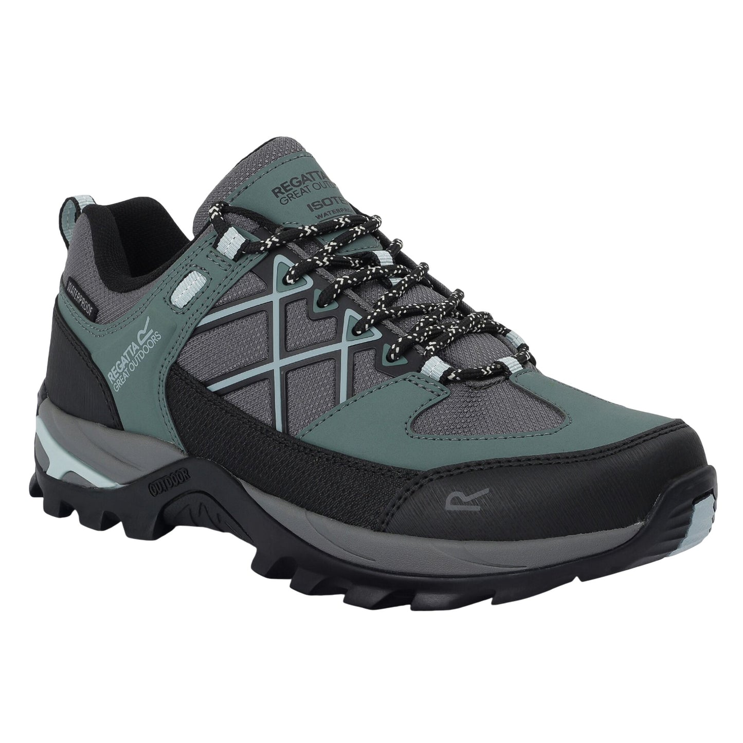 Spruce Green-Granite - Front - Regatta Womens-Ladies Samaris III Low Walking Shoes