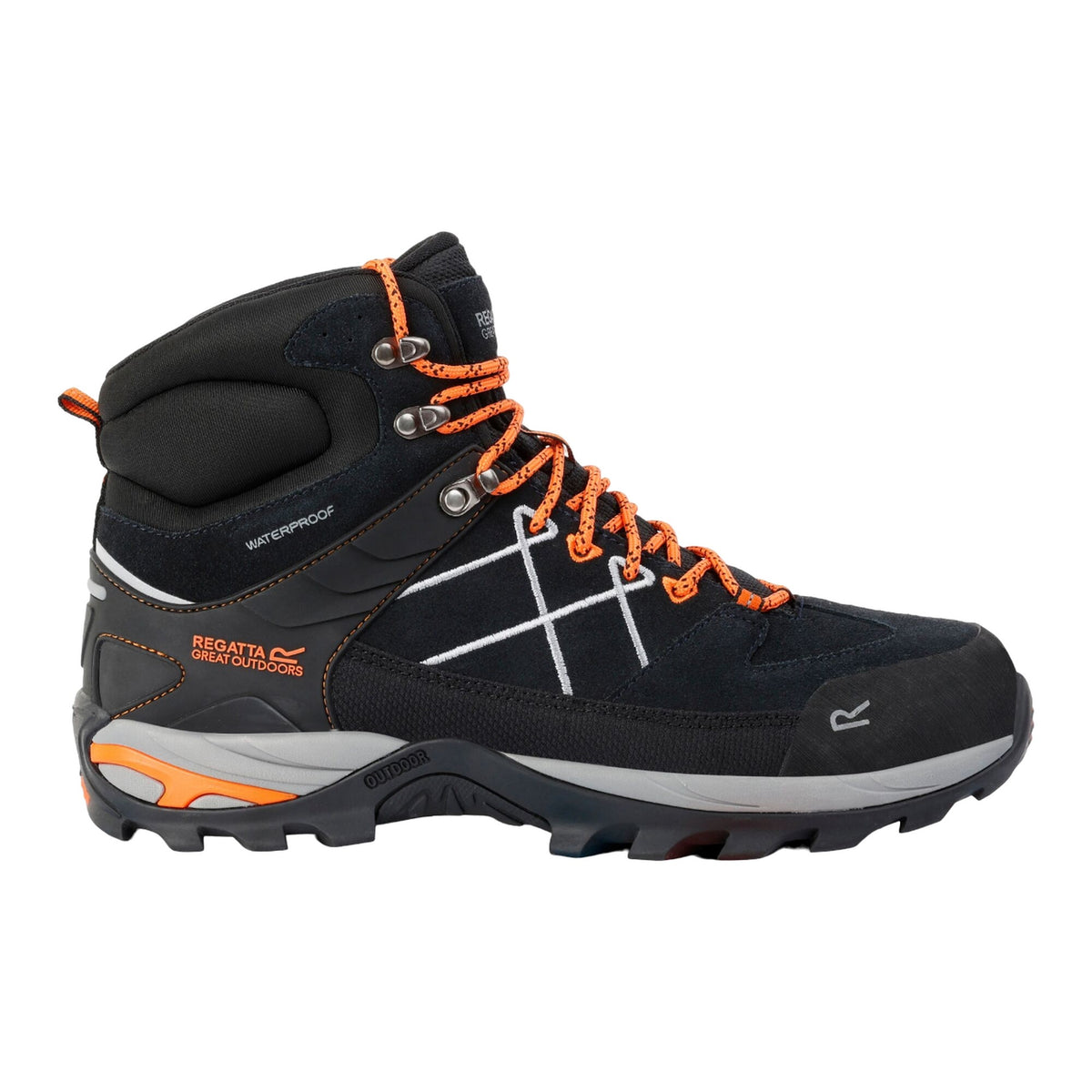 Ash-Blaze Orange - Side - Regatta Mens Samaris Pro II Suede Walking Boots