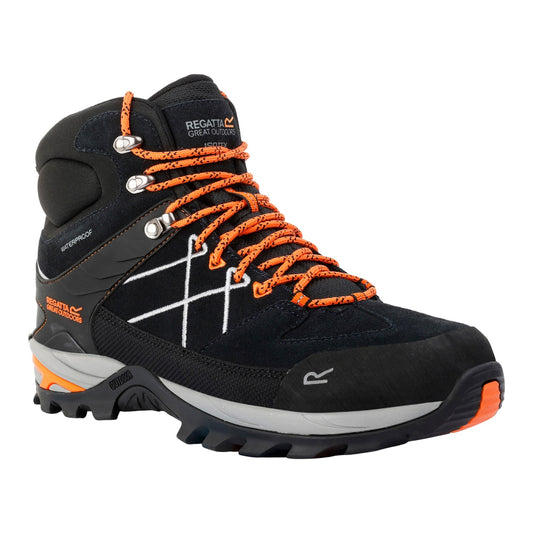 Ash-Blaze Orange - Front - Regatta Mens Samaris Pro II Suede Walking Boots
