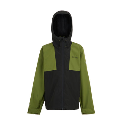 Nephrite Green-Black - Front - Regatta Childrens-Kids Hanleigh Waterproof Jacket