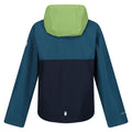 Piquant Green-Moroccan Blue-Navy - Back - Regatta Childrens-Kids Hanleigh Waterproof Jacket
