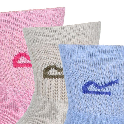 Bright Blush Marl - Side - Regatta Great Outdoors Womens-Ladies Marl Effect Socks (3 Pack)