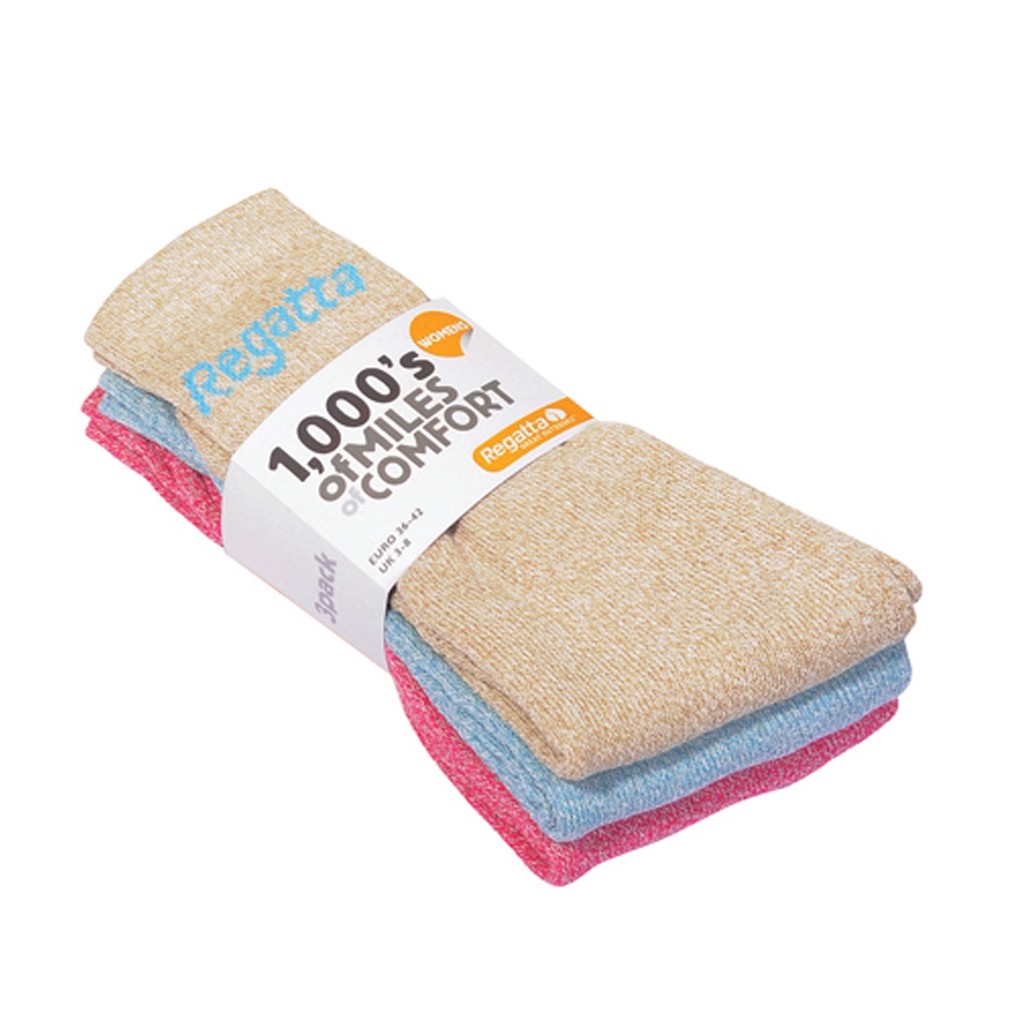 Bright Blush Marl - Lifestyle - Regatta Great Outdoors Womens-Ladies Marl Effect Socks (3 Pack)