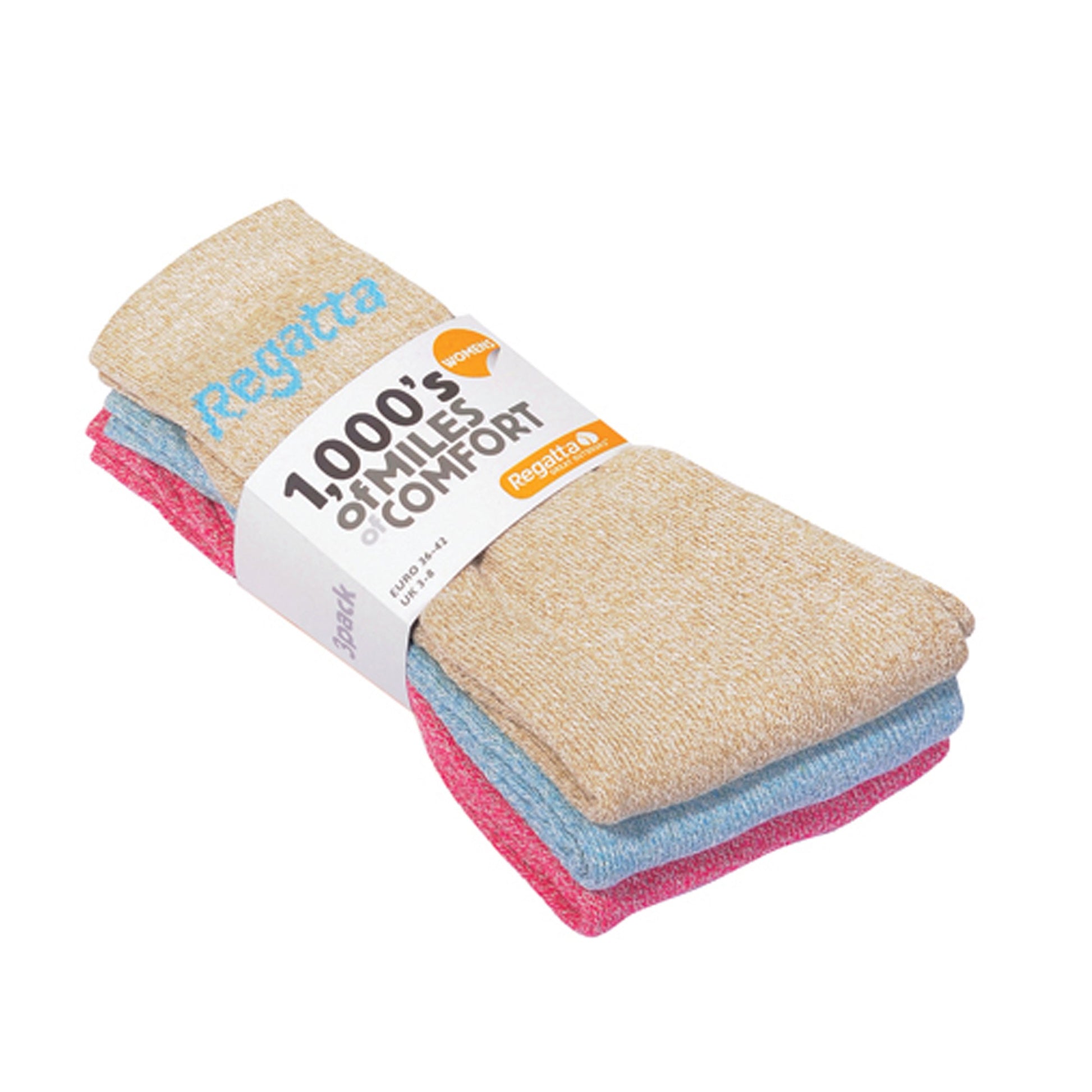 Bright Blush Marl - Lifestyle - Regatta Great Outdoors Womens-Ladies Marl Effect Socks (3 Pack)